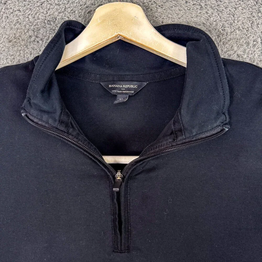 Banana Republic Sweater Mens XL Black 1/4 Zip Luxe Touch Performance Outdoor Run